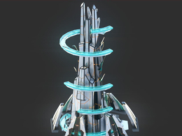 未来科幻创意摩天大楼建筑c4d模型 Sci-Fi Futuristic Future Fantasy City Building-4