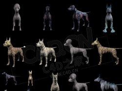 6只变异外星狗C4D绑定模型 alien dogs