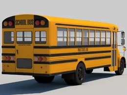 校车C4D模型 Cinema 4D 3D Model School Bus