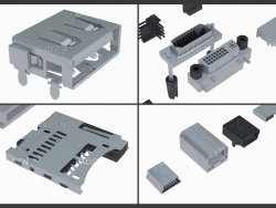 近百个常用电子零件插头接口模型
