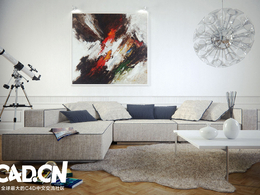 C4D室内模型：时尚客厅C4D模型渲染 A living room