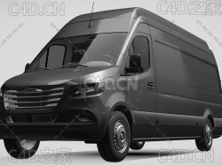 灰色福莱纳货运面包车封闭玻璃货车2019款C4D汽车模型下载