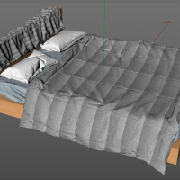 C4D双人床模型（vray渲染）