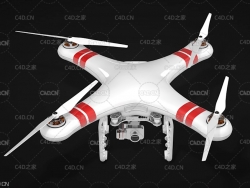 C4D大疆精灵3无人飞机 无人机模型 飞机