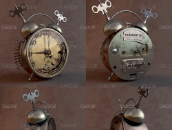 蒸汽朋克闹钟C4D模型 budilnik steampunk