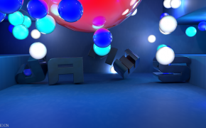 C4D工程-漂亮发光材质的小球文本包装