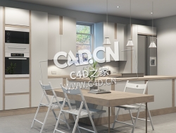 现代厨房C4D模型JIREH3D KITCHEN