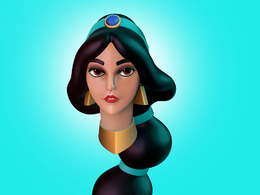 [Zbrush模型]卡通西方长发女性 茉莉公主3d模型 Princess Jasmine