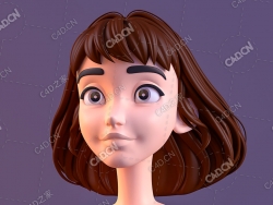 短发学生模样女孩头像卡通人物角色C4D模型Cartoon characters