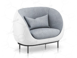 带靠枕的灰色扶手椅沙发椅布艺沙发单人沙发休闲椅子C4D模型Grey Armchair with Pillow