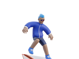 邮件信封滑板车卡通男生