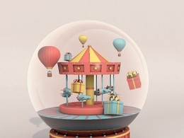 卡通游乐场水晶球C4D模型