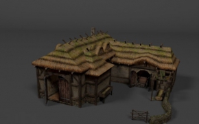 古建房屋C4D模型 Medieval Farm House 3d model