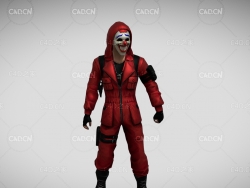 C4D红色紧身衣小丑面具人物模型