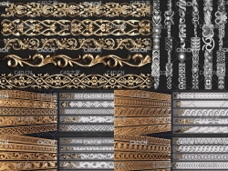 50个欧式雕花3D模型-建筑雕花浮雕灰度图素材合集 Ornament Trim Brush and 3D Models