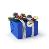 圣诞节蓝色礼物包装盒C4D模型 Christmas gift box 3D model