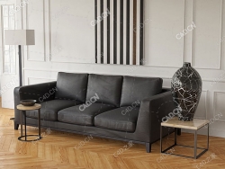 客厅三人沙发沙发模型落地台灯模型大花瓶模型凳子模型