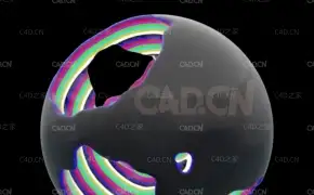 C4D圆球腐蚀镂空动画工程 Boolean Ball