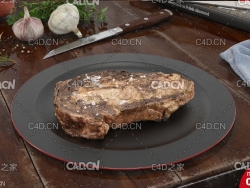 西餐：烤肉 牛排C4D模型 steak