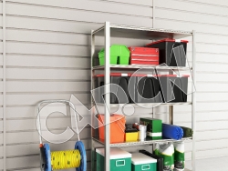 C4D工具货架水管收纳架家用洗车浇花水管车套装模型