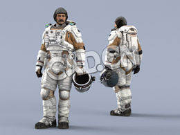 站立左手拎头盔白色航天服中年男性太空宇航员Idle Helmet Pilot Holding