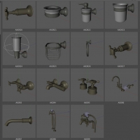 厨房设施模型预设-27个水龙头、阀门模型：axor volume.1 3d models（lib4d）