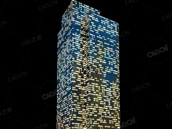 夜间摩天大楼办公楼写字楼C4D模型 Archmodels Vol.103_Night Skyscrapers - model-26
