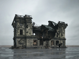 战后损毁模型：倒塌的房子