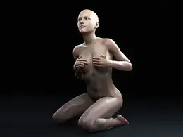 C4D实用工程第558季：跪地抱胸的裸体女性C4D工程 C4D Project[Cinema4D - Octane]