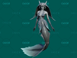 美人鱼C4D模型Shadow Mermaid - 3D Model