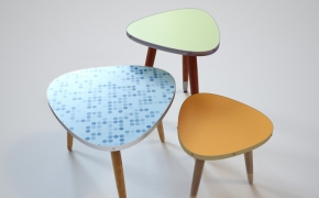 三角形卡通小凳子C4D模型 TABLESITAS, 3D MODEL