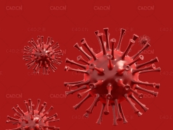 新冠病毒奥密克戎德尔塔变异株C4D模型Red Virus 3D Model