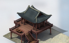 2层古建楼台C4D模型（C4D/MAX）