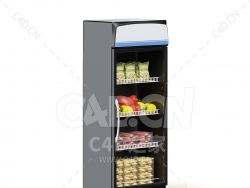 C4D商场超市冷冻单门冰箱食品蔬菜熟食货架模型下载market fridge