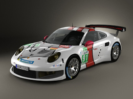 保时捷911 Carrera跑车C4D模型 Porsche 911 Carrera (991) RSR 2013 3D Model