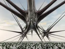 C4D沼泽地上的尖刺物体创意工程 SPIKE SHELL SHORE