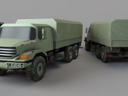 奔驰军用大卡车C4D模型 Military trucks