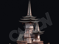 C4D香格里拉中式建筑模型 Kitbash3d-Shangri-La_BldgMD_A_grp