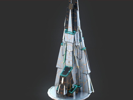 未来科幻创意摩天大楼建筑c4d模型 Sci-Fi Futuristic Future Fantasy City Building-6