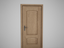 卧室压线木门黄色原木单开门C4D模型下载 Door model