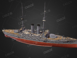 日本海军三笠级战列舰C4D模型下载Mikasa 3d model