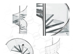 玻璃旋转楼梯现代时尚复式公寓别墅玻璃楼梯C4D模型Stairs 3d model-18