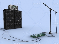 话桶架贝斯音箱会议主持发言设备C4D模型BASS RIG KEMPER GALLIEN KRUEGER SHURE SM57