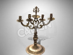 C4D古代铜烛台模型 Candlestick for four candles
