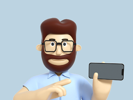 展示手机的大胡子男性人物C4D OCTANE模型下载