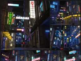 旧上海繁华夜市城市街道场景
