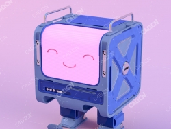 金属机械盒子机器人C4D模型boxbot
