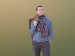 三维扫描写实人物系围巾站着的国外男人