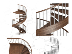 旋转楼梯复式公寓别墅实木旋转楼梯扶手楼梯C4D模型Stairs 3d model-2