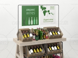 葡萄酒香槟专卖货架C4D模型ORGANIC WINES